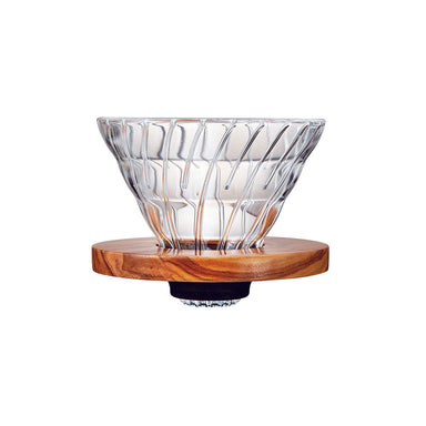 Hario V60 Glass Coffee Dripper Olive Wood Size 02
